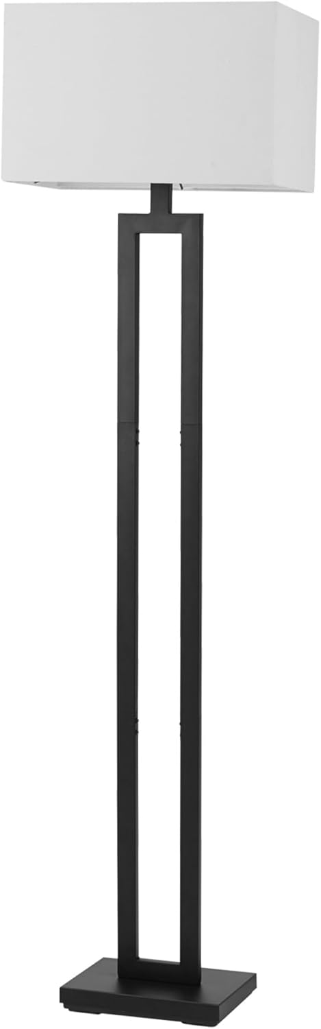 58" Modern Floor Lamp - Matte Black with White Linen Shade