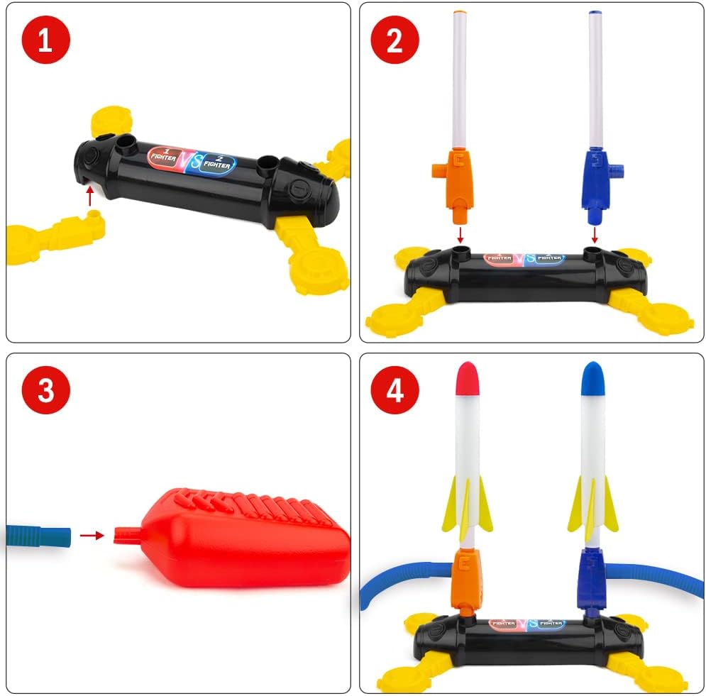 Duel Foam Rocket Launcher – Outdoor Jump Rocket Game with 8 Flashing Rockets (Ages 5–8)