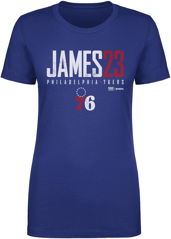 LeBron James Philadelphia 76ers Elite Women's T-Shirt – Basketball Fan Tee in Royal Blue, Black & Gray, Sizes S–3XL