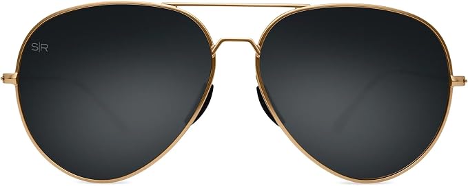 Aviator Tangle-Free Polarized Sunglasses – Women's Black Gold Classic Eyewear