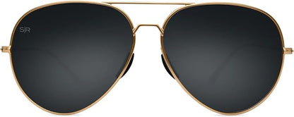 Aviator Tangle-Free Polarized Sunglasses – Women's Black Gold Classic Eyewear