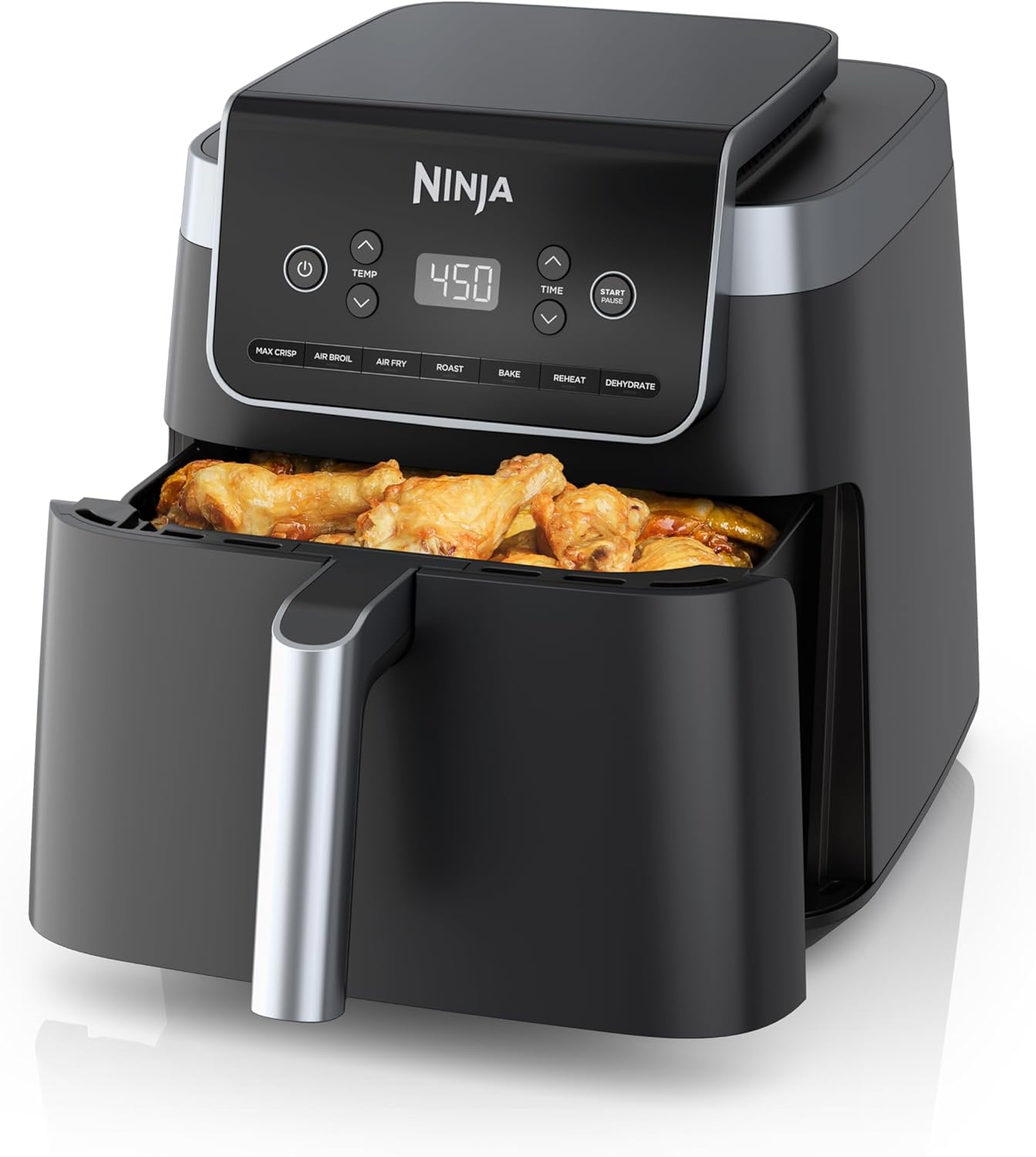Air Fryer, 120 Volts, Nonstick Basket & Crisper Plate, Grey