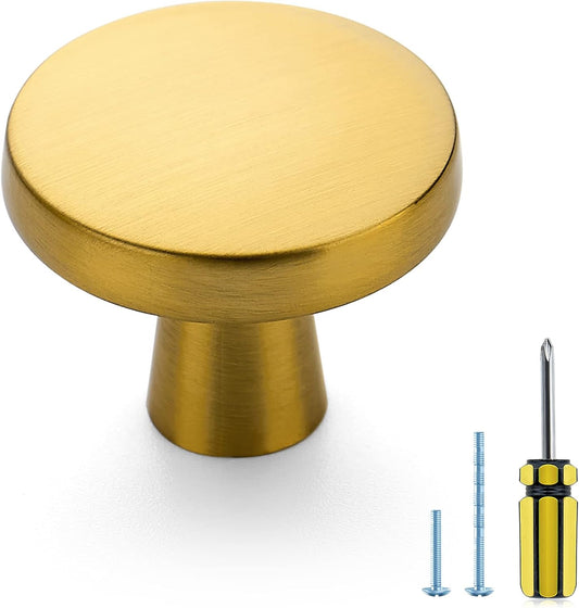 30 Pack Brushed Brass 1.25-Inch Cabinet Knobs