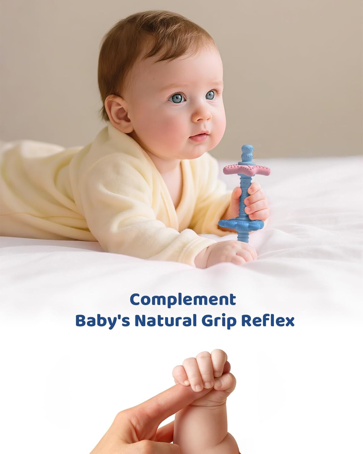 SeaBite Baby Silicone Tube Teether – BPA-Free Sensory Teething Relief (3–12 Months)