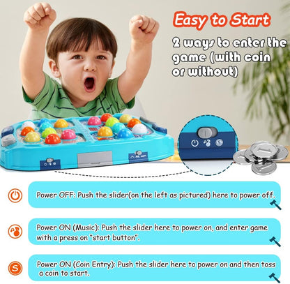 Whack Mole Game for Toddlers Interactive Educational Toys with Sound and Light, PK Mode with 2 Hammers