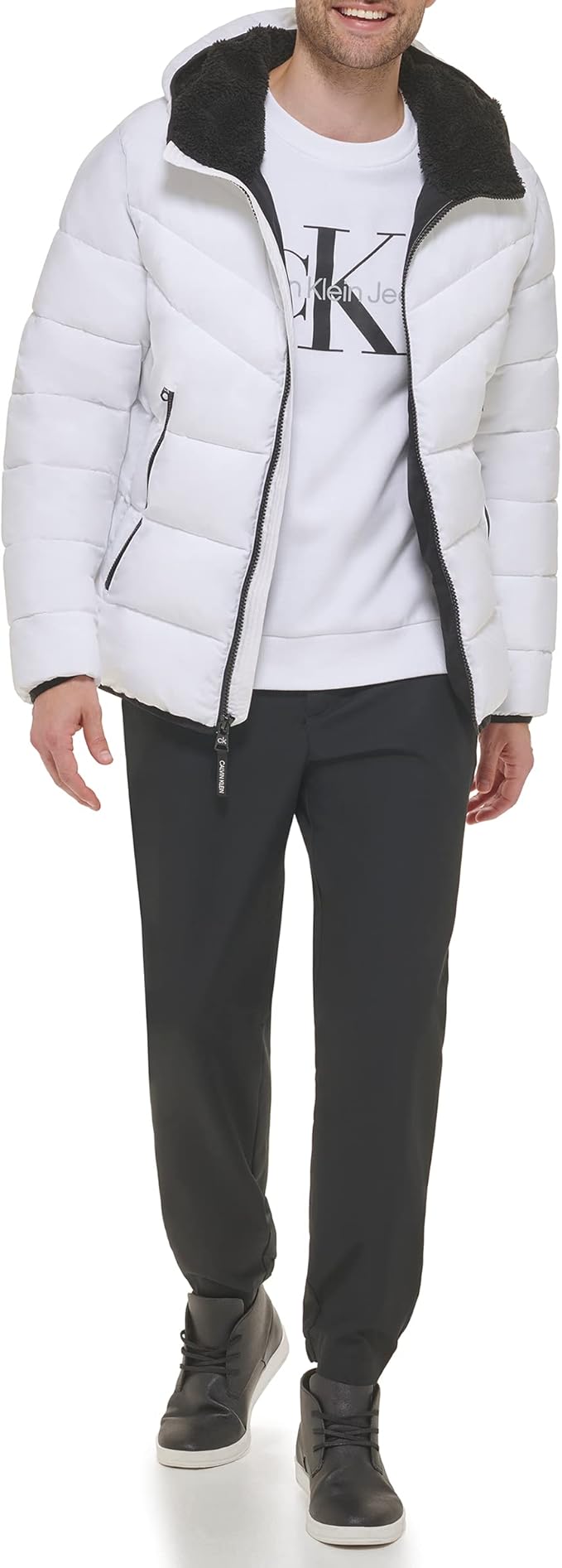 Extra Large White Mens Heavyweight Short Puffer