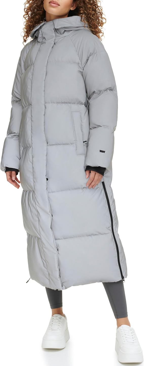 Womens Extra Long Parka Jacket, Medium Gray