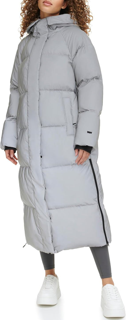 Womens Extra Long Parka Jacket, Medium Gray