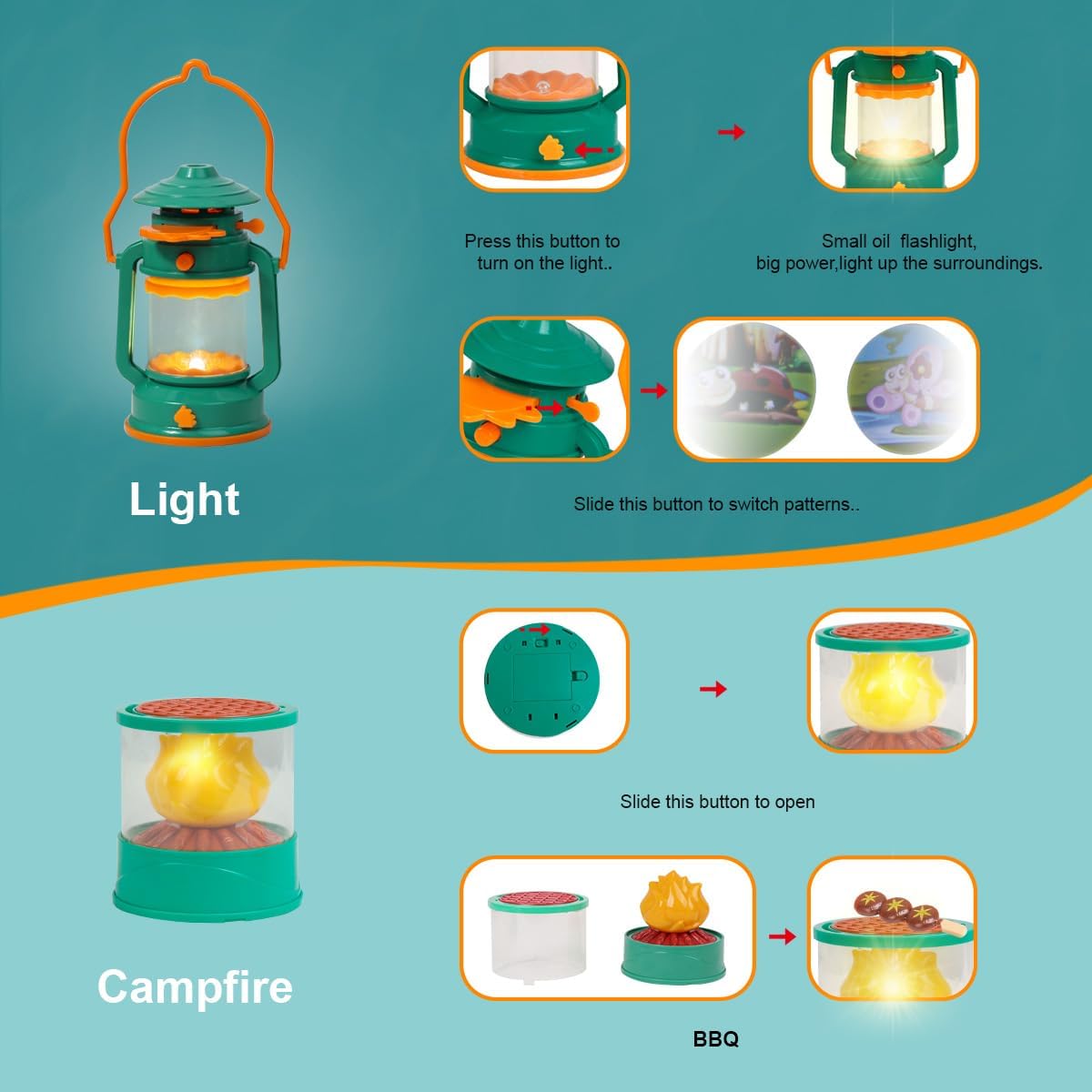 Kids Camping Set with Tent Gift Idea for Boys Age 3,4,5,6 Year Old Birthday