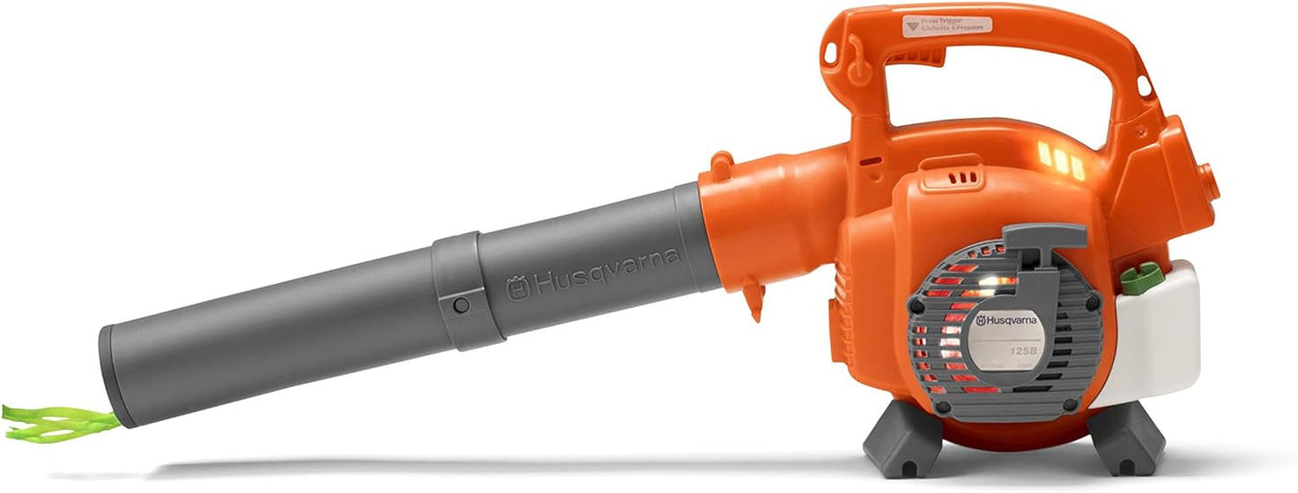 Toy Leaf Blower - Light-Up Engine with Sound & Real Air for Ages 3+ (Orange/Gray)