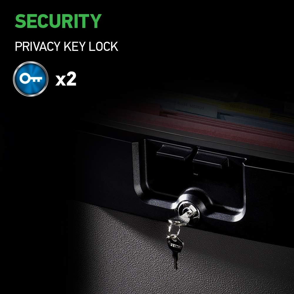 Black Fireproof & Waterproof Safe: Key-Locked File Folder and Document Storage