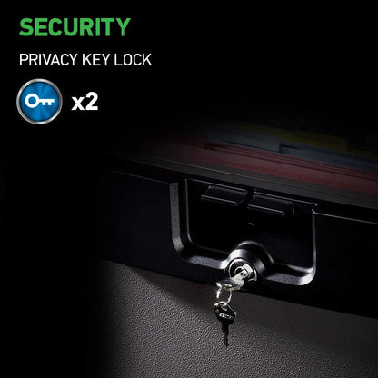 Black Fireproof & Waterproof Safe: Key-Locked File Folder and Document Storage