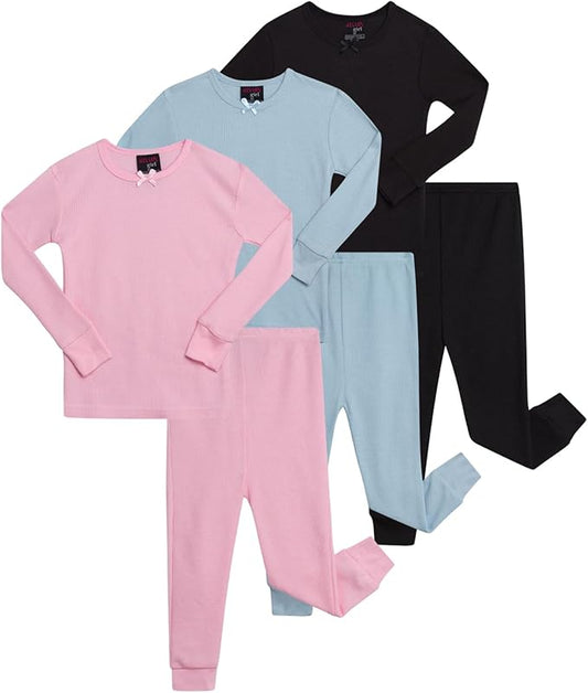 Baby Girls’ Thermal Underwear Set- 6-Piece Waffle Knit Top & Long Johns Base Layer