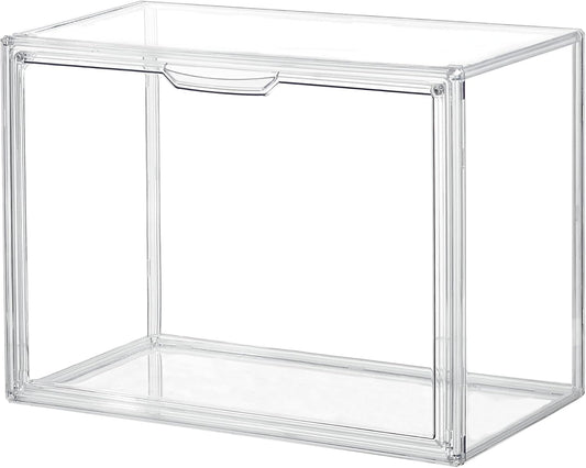 X-Large Clear Acrylic Display Case with Magnetic Lid - Stackable Storage for Collectibles