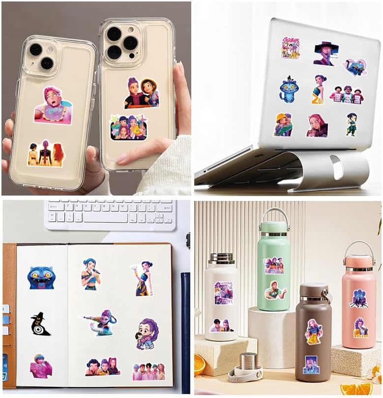 Demon Hunters Stickers (60 Pack) – Waterproof Vinyl Kpop Stickers for Water Bottle, Laptop & Phone
