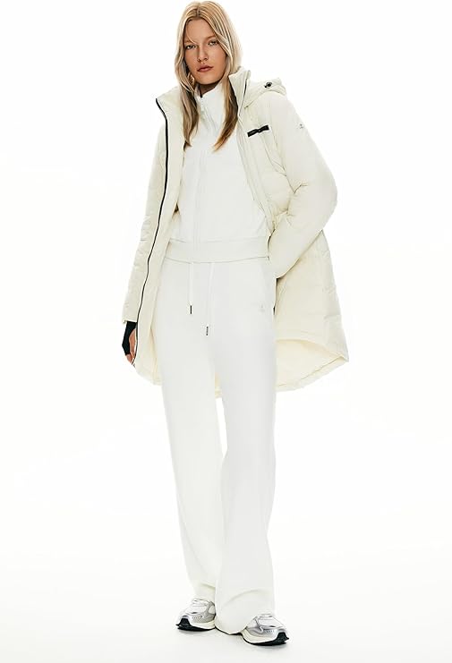 Women’s Long Hooded Down Jacket – Warm Quilted Puffer Coat, Slim Fit Winter Outerwear