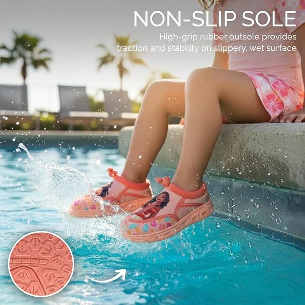 Moana Water Shoes for Girls – Quick-Dry Aqua Socks for Beach & Pool – Little Kid Size 11–12