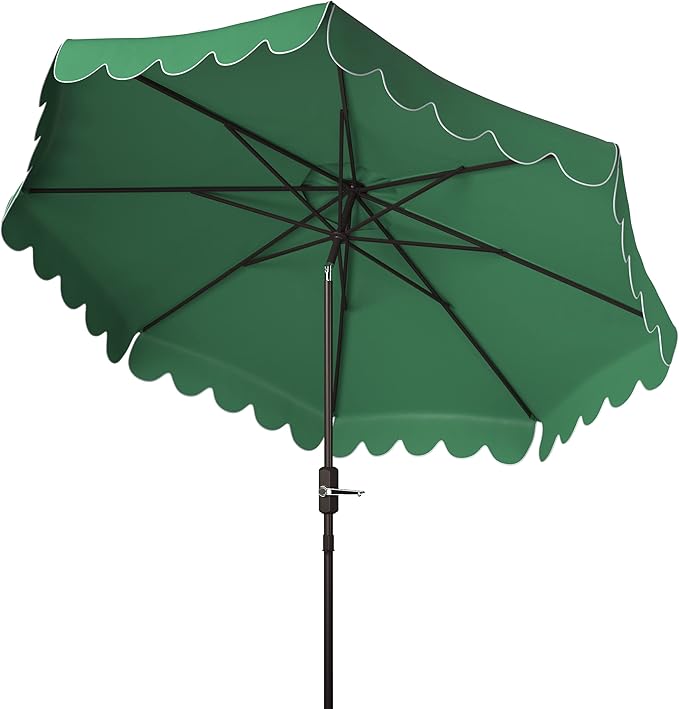 9ft Navy & White Scallop Crank Umbrella