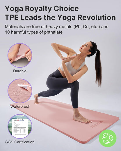 1/2-Inch Extra Thick Non-Slip Yoga Mat - Professional TPE with Carry Strap