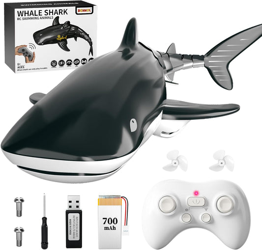 RC Whale Shark Toy – 2.4GHz Electric 1:18 Scale Swimming Fish for Pool (Ages 4–9)