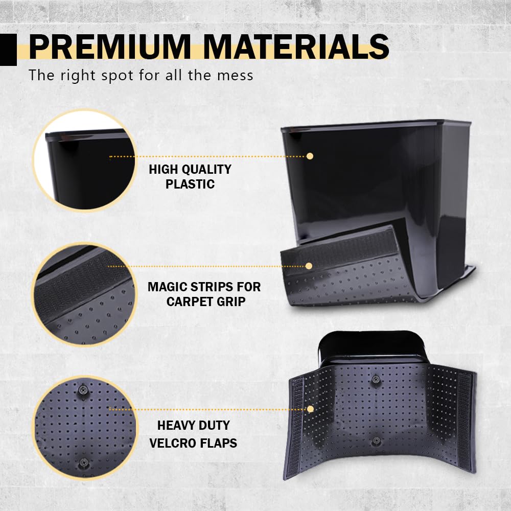 Car Trash Can with Stability Wings – Leakproof Portable Auto Garbage Bin for Cars, SUVs & Trucks – Black Large