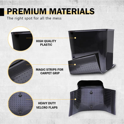 Car Trash Can with Stability Wings – Leakproof Portable Auto Garbage Bin for Cars, SUVs & Trucks – Black Large