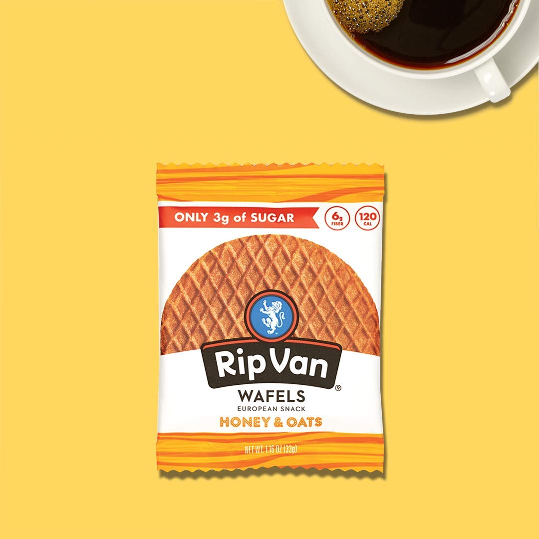 Honey & Oats Stroopwafels – Keto-Friendly, Non-GMO, Low Sugar (3g), Low-Calorie Snack, 48 Pack