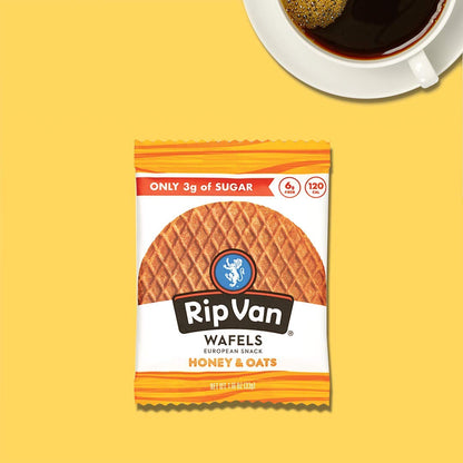 Honey & Oats Stroopwafels – Keto-Friendly, Non-GMO, Low Sugar (3g), Low-Calorie Snack, 48 Pack