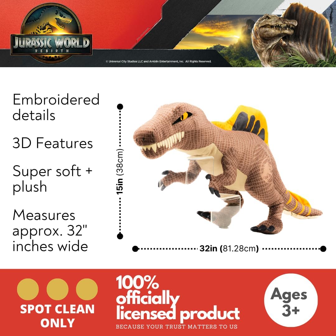 Jurassic World Rebirth Spinosaurus Cuddle Pillow – Official Super Soft Kids Plush Pillow