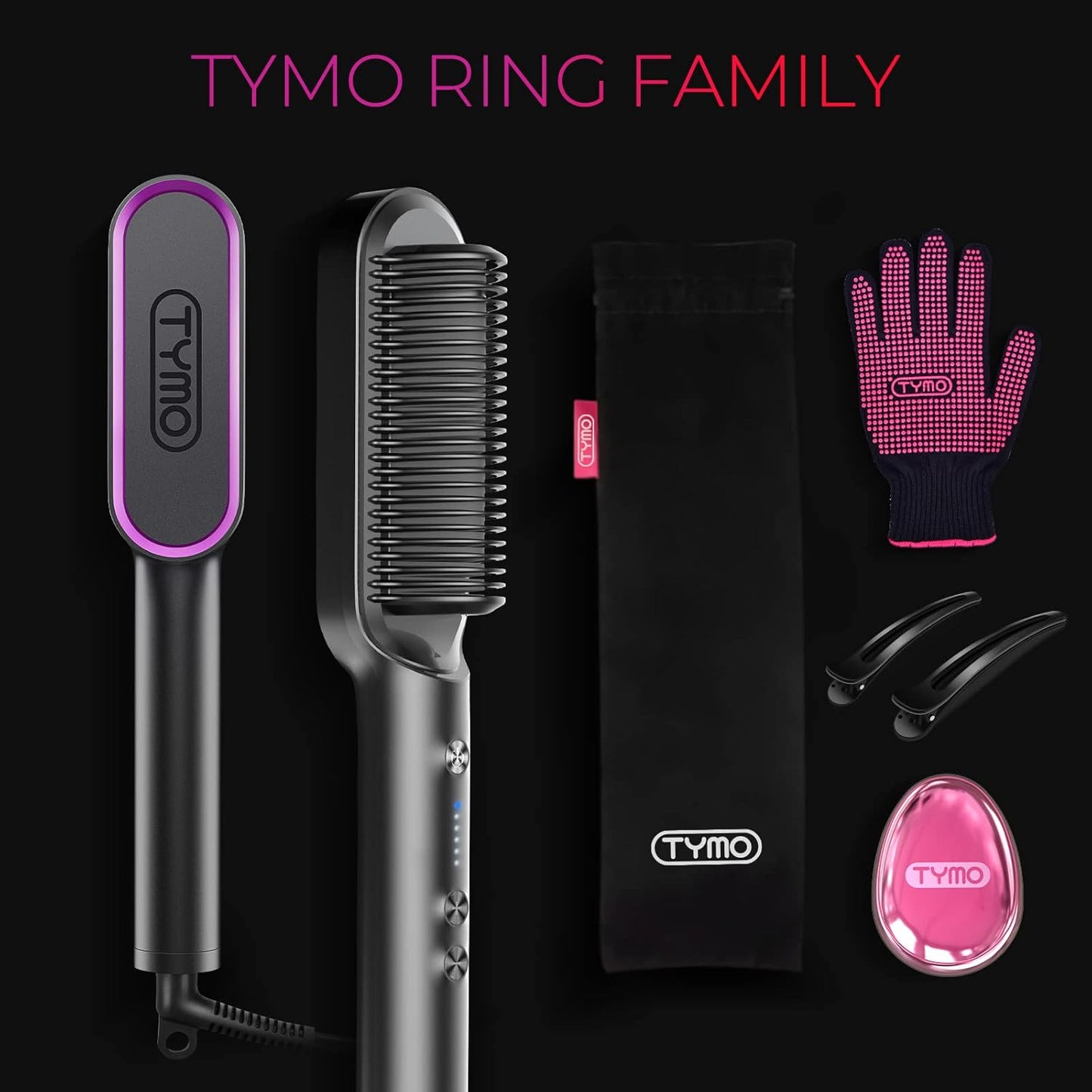 Hair Straightener Brush, with 5 Temps 20s Fast Heating & Dual Voltage for Women