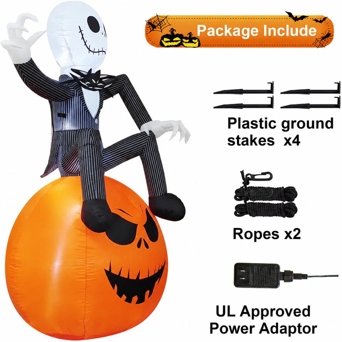 6 Ft Halloween Inflatable Pumpkin – LED Light-Up Outdoor Blow-Up Yard Decoration for Lawn & Garden