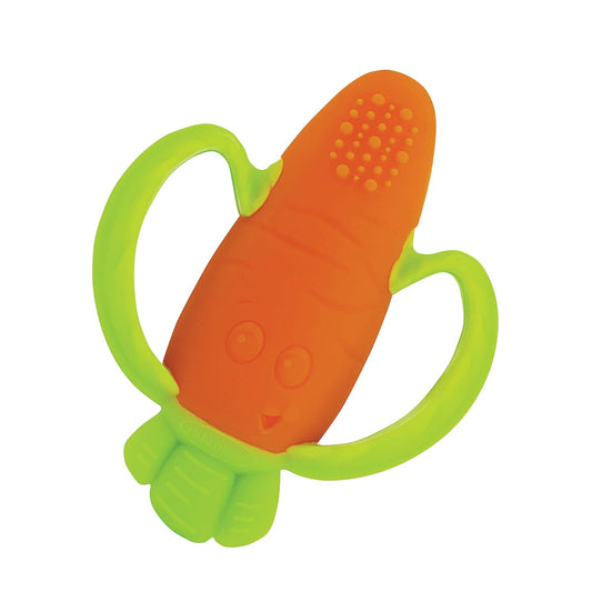 Lil’ Nibbles Textured Silicone Teether, BPA-Free Baby Teething Toy, Soft, Easy to Hold, Sensory Stimulation for Infants, Carrot