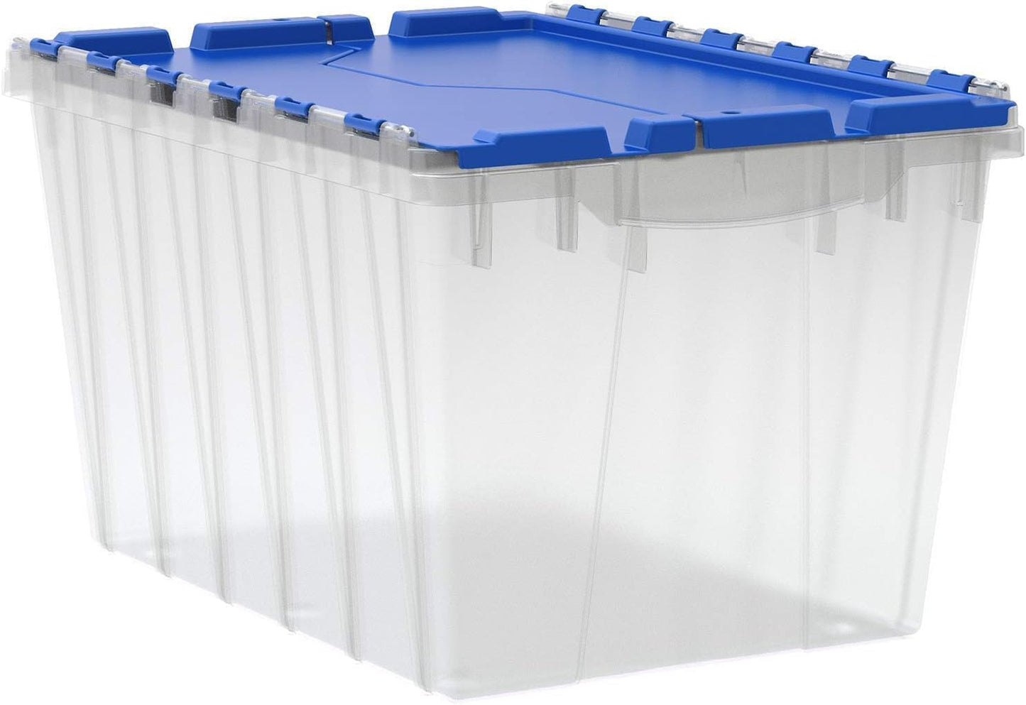 12-Gallon Stackable Plastic Storage Tote with Lid - Clear/Blue (21.5" x 15" x 12.5")
