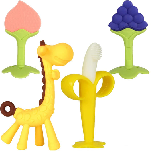 Baby Teething Toys – BPA-Free Freezer-Safe Banana & Giraffe Teethers for Infants (3–6 Months)