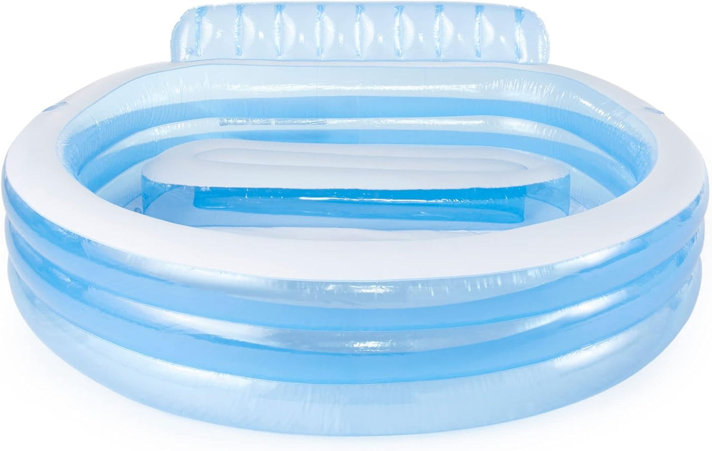 Inflatable Above-Ground Family Lounge Pool: Built-in Bench and Cup Holder