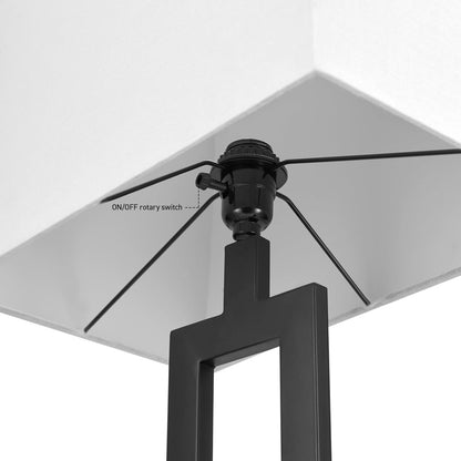 58" Modern Floor Lamp - Matte Black with White Linen Shade