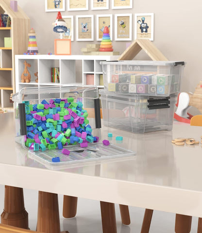 6-Pack Clear Storage Latch Bins - 5-Litre Organizer Boxes with Handles and Lids