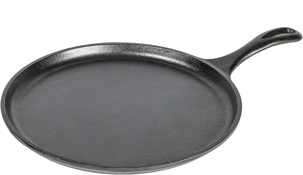 Pre-Seasoned Cast Iron Round Griddle – 10.5-Inch, Stovetop to Campfire Ready