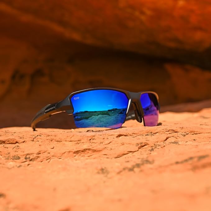 Talon Men's Semi-Rimless Sport Polarized Sunglasses – Black Glacier, Lightweight Athletic Eyewear