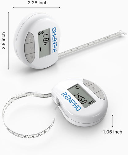 Smart Body Measuring Tape – Bluetooth Fitness Tape for Weight Loss & Muscle Tracking (60in/150cm, White)