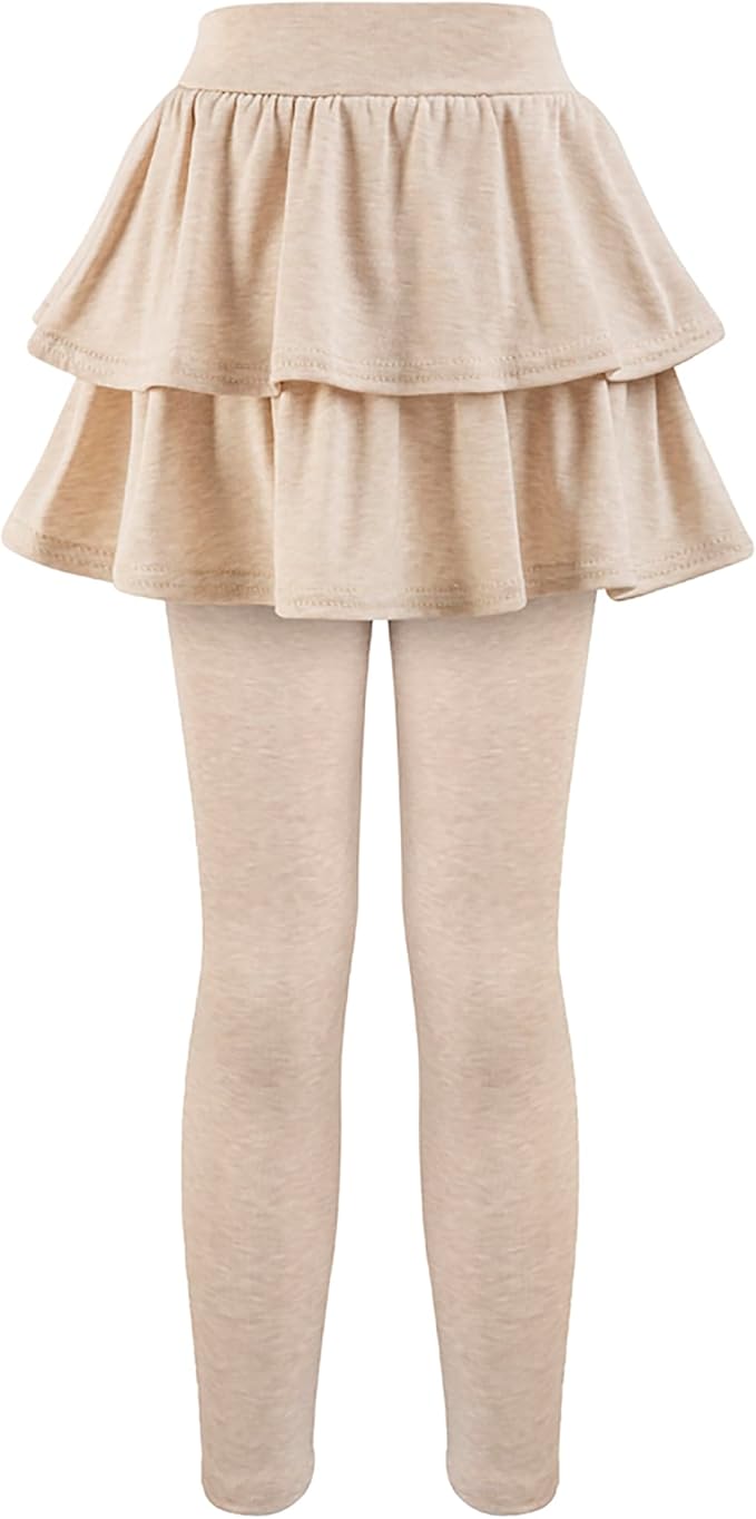 3-Pack Girls’ School Uniform Skirted Leggings – Stretchy Warm Jeggings (Size 4–5T, Navy/Khaki/Light Purple)