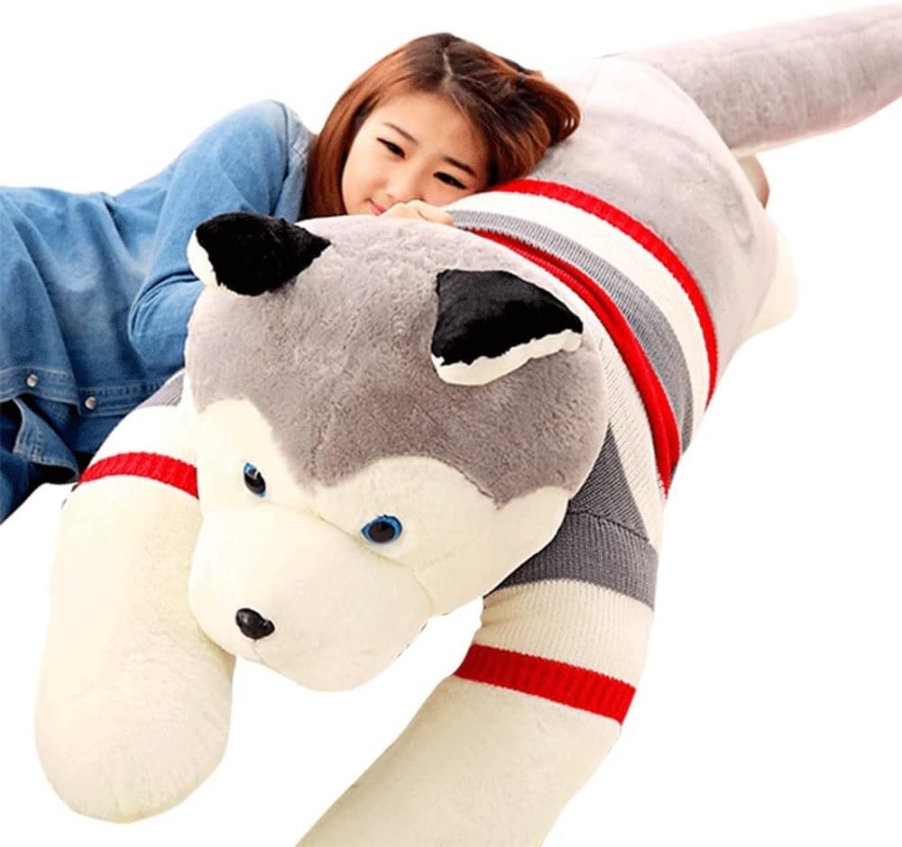 Soft Stuffed Husky Long Pillow Cartoon Animal Doll Sleeping Pillow Cushion
