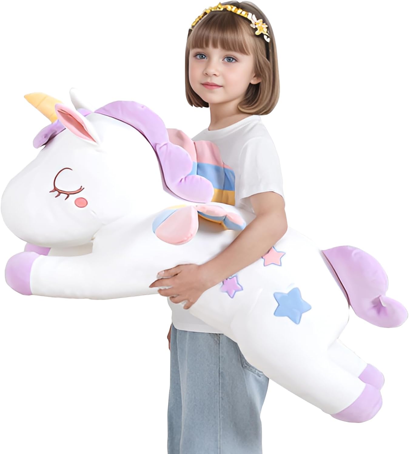 32" Purple Unicorn Plush Toy – Giant Stuffed Animal & Sleeping Pillow for Kids