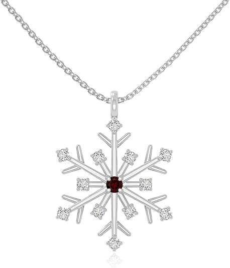 Snowflake Pendant Necklace – Natural Gemstone & Moissanite in Silver or 18K Gold Vermeil