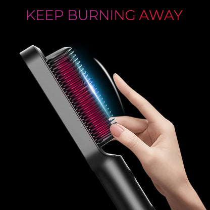 Hair Straightener Brush, with 5 Temps 20s Fast Heating & Dual Voltage for Women