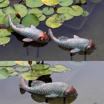 Antique Koi Fish Garden Statue – Outdoor Patio & Pond Sculpture for Backyard or Home Decor