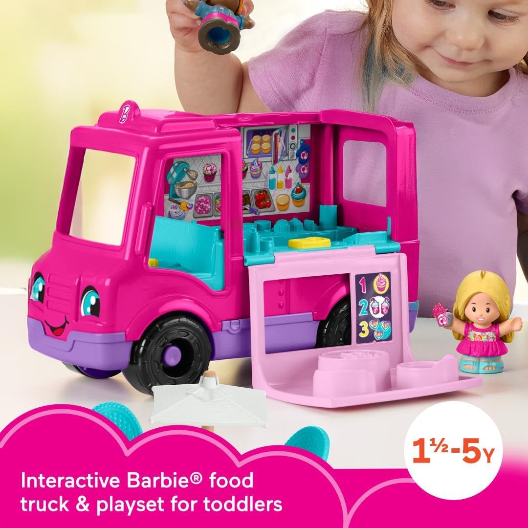 Little People Barbie Cupcake Truck – Musical Toddler Playset with 9 Pieces (18+ Months)