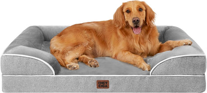 Orthopedic Large Dog Bed – Waterproof Memory Foam Pet Bed with Bolsters & Washable Cover