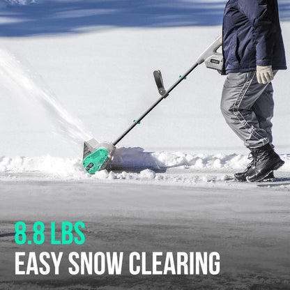 20V Cordless Snow Shovel – 12-Inch Battery-Powered Snow Thrower with Auxiliary Handle, 4.0Ah Li-Ion Battery & Charger