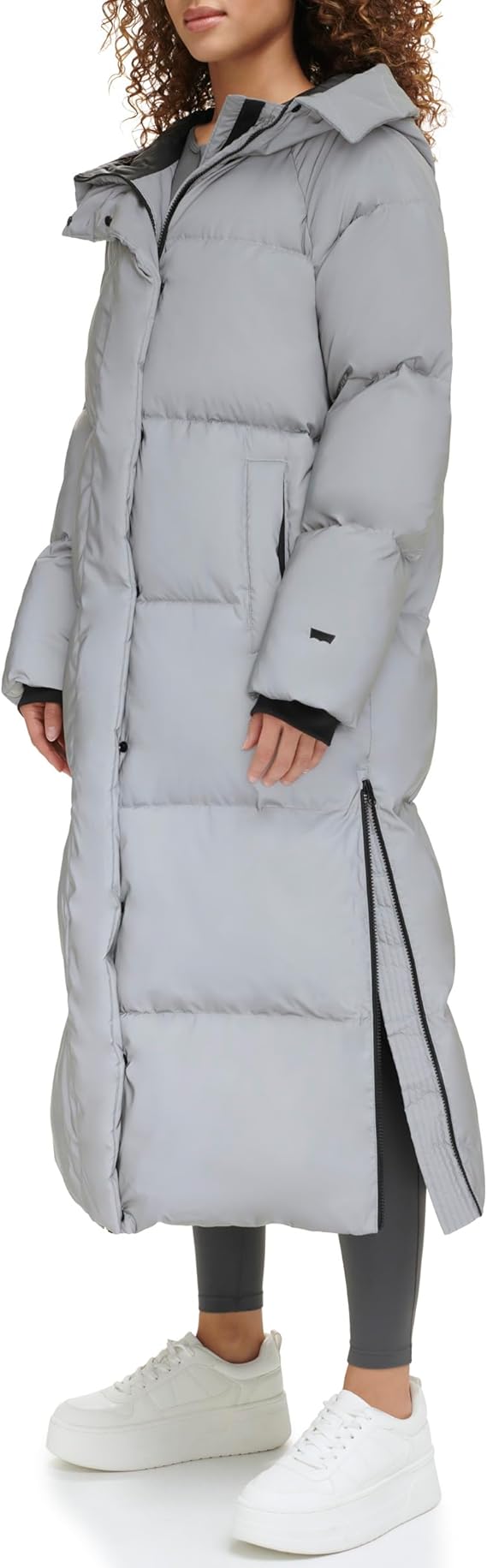 Womens Extra Long Parka Jacket, Medium Gray